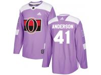 Men's Craig Anderson Authentic Purple Adidas Jersey NHL Ottawa Senators #41 Fights Cancer Practice