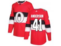 Men's Craig Anderson Authentic Red Adidas Jersey NHL Ottawa Senators #41 2017 100 Classic