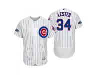 Men's Cubs 2018 Postseason White Jon Lester Flex Base Home Jersey