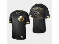 Men's Cubs 2019 Black Golden Edition Jason Heyward V-Neck Stitched Jersey