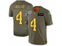 Men's Dallas Cowboys #4 Dak Prescott Limited Olive Gold 2019 Salute to Service Football Jersey