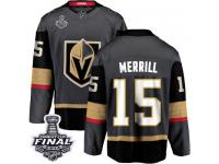 Men's Fanatics Branded Vegas Golden Knights #15 Jon Merrill Black Home Breakaway 2018 Stanley Cup Final NHL Jersey