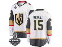 Men's Fanatics Branded Vegas Golden Knights #15 Jon Merrill White Away Breakaway 2018 Stanley Cup Final NHL Jersey