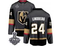 Men's Fanatics Branded Vegas Golden Knights #24 Oscar Lindberg Black Home Breakaway 2018 Stanley Cup Final NHL Jersey