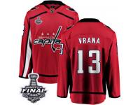 Men's Fanatics Branded Washington Capitals #13 Jakub Vrana Red Home Breakaway 2018 Stanley Cup Final NHL Jersey