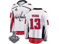Men's Fanatics Branded Washington Capitals #13 Jakub Vrana White Away Breakaway 2018 Stanley Cup Final NHL Jersey