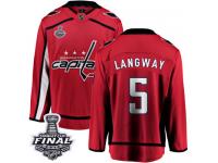 Men's Fanatics Branded Washington Capitals #5 Rod Langway Red Home Breakaway 2018 Stanley Cup Final NHL Jersey