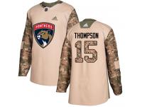 Men's Florida Panthers #15 Paul Thompson Adidas Camo Authentic Veterans Day Practice NHL Jersey
