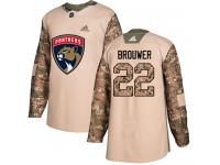 Men's Florida Panthers #22 Troy Brouwer Adidas Camo Authentic Veterans Day Practice NHL Jersey