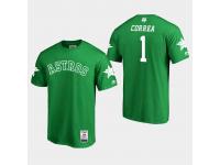 Men's Houston Astros 2019 St. Patrick's Day #1 Green Carlos Correa T-Shirt