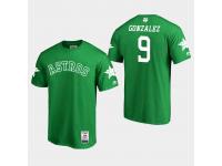 Men's Houston Astros 2019 St. Patrick's Day #9 Green Marwin Gonzalez T-Shirt