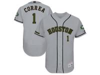 Men's Houston Astros Carlos Correa Majestic Gray 2017 Memorial Day Authentic Collection Flex Base Player Jersey