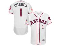 Men's Houston Astros Carlos Correa Majestic White Fashion  Stars & Stripes 2016 Independence Day  Flex Base Player Jersey