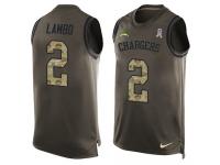 Men's Josh Lambo #2 Nike Green Jersey - NFL Los Angeles Chargers Salute to Service Tank Top