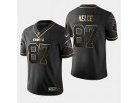 Men's Kansas City Chiefs #87 Travis Kelce Golden Edition Vapor Untouchable Limited Jersey - Black