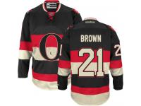 Men's Logan Brown Authentic Black Reebok Jersey NHL Ottawa Senators #21 Third