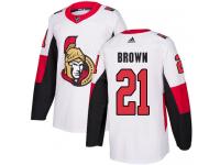Men's Logan Brown Authentic White Reebok Jersey NHL Ottawa Senators #21 Away