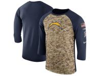 Men's Los Angeles Chargers Nike Camo Navy Salute to Service Sideline Legend Performance Three-Quarter Sleeve T-Shirt