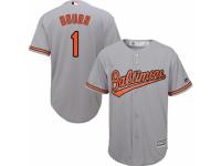 Men's Majestic Baltimore Orioles #1 Michael Bourn Authentic Grey Road Cool Base MLB Jersey