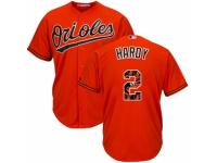Men's Majestic Baltimore Orioles #2 J.J. Hardy Orange Team Logo Fashion Cool Base MLB Jersey