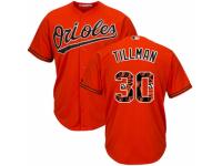 Men's Majestic Baltimore Orioles #30 Chris Tillman Orange Team Logo Fashion Cool Base MLB Jersey