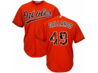 Men's Majestic Baltimore Orioles #49 Yovani Gallardo Orange Team Logo Fashion Cool Base MLB Jersey