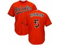 Men's Majestic Baltimore Orioles #5 Brooks Robinson Orange Team Logo Fashion Cool Base MLB Jersey