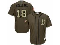 Men's Majestic Boston Red Sox #18 Mitch Moreland Green Salute to Service MLB Jersey