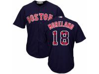 Men's Majestic Boston Red Sox #18 Mitch Moreland Navy Blue Team Logo Fashion Cool Base MLB Jersey