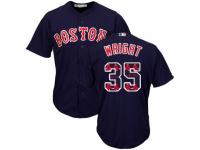 Men's Majestic Boston Red Sox #35 Steven Wright Navy Blue Team Logo Fashion Cool Base MLB Jersey