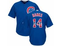 Men's Majestic Chicago Cubs #14 Ernie Banks Royal Blue Team Logo Fashion Cool Base MLB Jersey