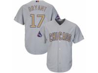 Men's Majestic Chicago Cubs #17 Kris Bryant Authentic Gray 2017 Gold Champion MLB Jersey