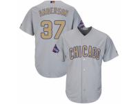 Men's Majestic Chicago Cubs #37 Brett Anderson Authentic Gray 2017 Gold Champion MLB Jersey