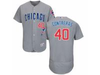 Men's Majestic Chicago Cubs #40 Willson Contreras Grey Road Flexbase Authentic Collection MLB Jersey