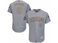 Men's Majestic Chicago Cubs #8 Andre Dawson Authentic Gray 2017 Gold Champion Flex Base MLB Jersey