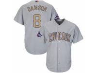 Men's Majestic Chicago Cubs #8 Andre Dawson Authentic Gray 2017 Gold Champion MLB Jersey