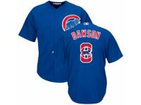 Men's Majestic Chicago Cubs #8 Andre Dawson Royal Blue Team Logo Fashion Cool Base MLB Jersey