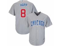 Men's Majestic Chicago Cubs #8 Ian Happ Grey Road Cool Base MLB Jersey