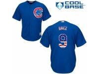 Men's Majestic Chicago Cubs #9 Javier Baez Royal Blue USA Flag Fasion MLB Jersey