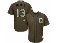 Men's Majestic Detroit Tigers #13 Omar Vizquel Authentic Green Salute to Service MLB Jersey