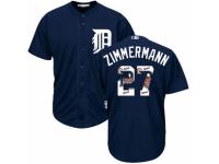 Men's Majestic Detroit Tigers #27 Jordan Zimmermann Navy Blue Team Logo Fashion Cool Base MLB Jersey