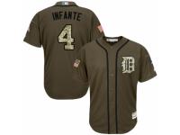 Men's Majestic Detroit Tigers #4 Omar Infante Authentic Green Salute to Service MLB Jersey