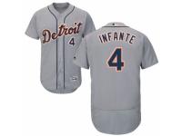 Men's Majestic Detroit Tigers #4 Omar Infante Grey Flexbase Authentic Collection MLB Jersey