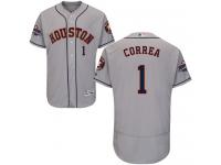 Men's Majestic Houston Astros #1 Carlos Correa Authentic Grey Road 2017 World Series Champions Flex Base MLB Jersey