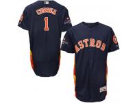 Men's Majestic Houston Astros #1 Carlos Correa Authentic Navy Blue Alternate 2017 World Series Champions Flex Base MLB Jersey