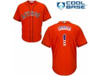 Men's Majestic Houston Astros #1 Carlos Correa Orange USA Flag Fashion MLB Jersey