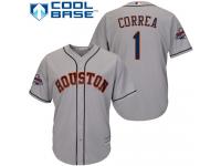 Men's Majestic Houston Astros #1 Carlos Correa Replica Grey Road 2017 World Series Champions Cool Base MLB Jersey