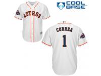 Men's Majestic Houston Astros #1 Carlos Correa Replica White Home 2017 World Series Champions Cool Base MLB Jersey