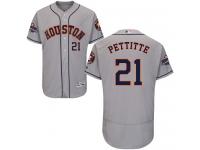 Men's Majestic Houston Astros #21 Andy Pettitte Authentic Grey Road 2017 World Series Champions Flex Base MLB Jersey