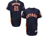 Men's Majestic Houston Astros #21 Andy Pettitte Authentic Navy Blue Alternate 2017 World Series Champions Flex Base MLB Jersey